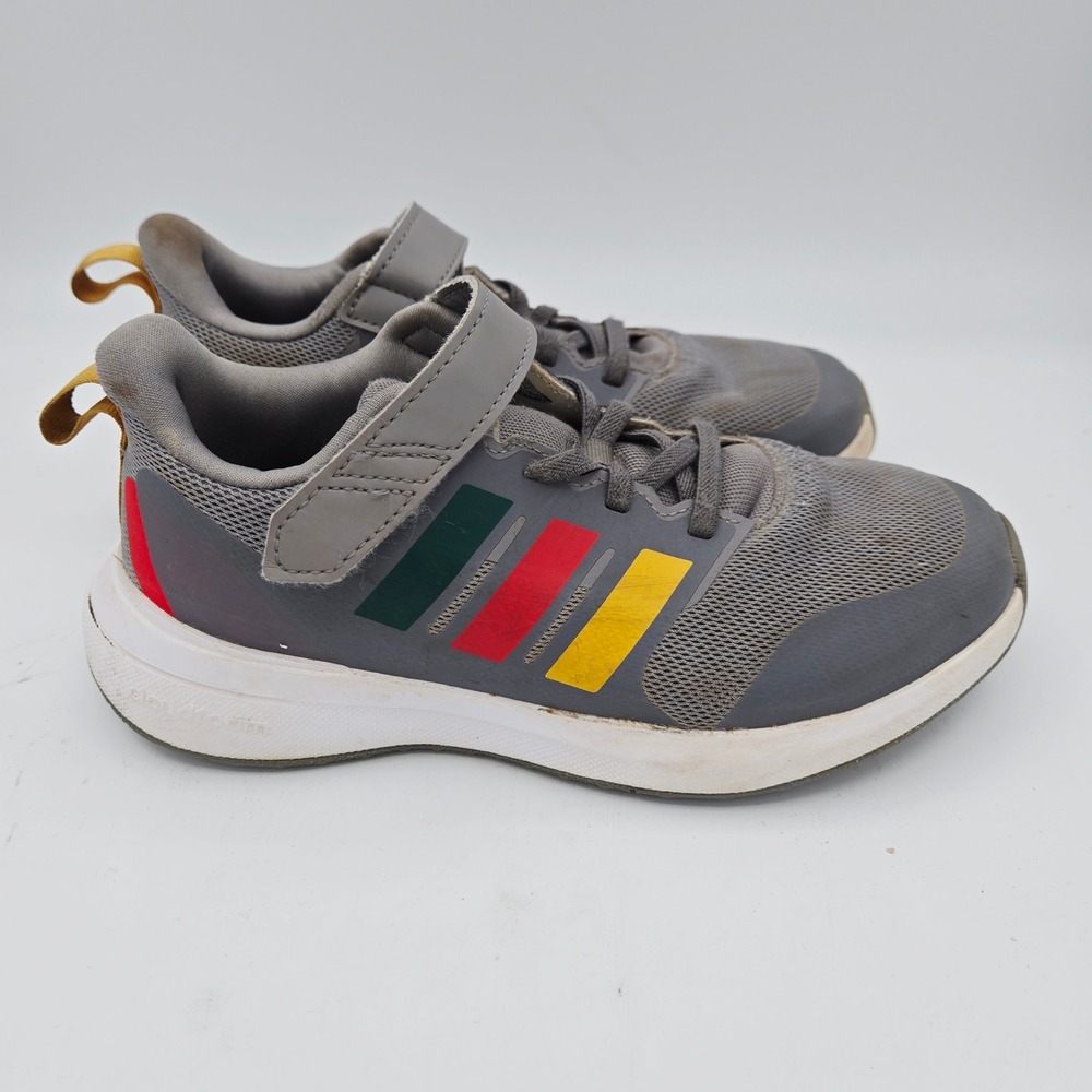 Adidas Kids Gray Running Shoes Sneakers Hook and Loop Cloudfoam Size 2